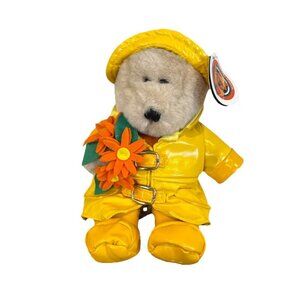 Starbucks 2002 Bearista Yellow Rain Coat Plush 19th Edition Spring Daisy